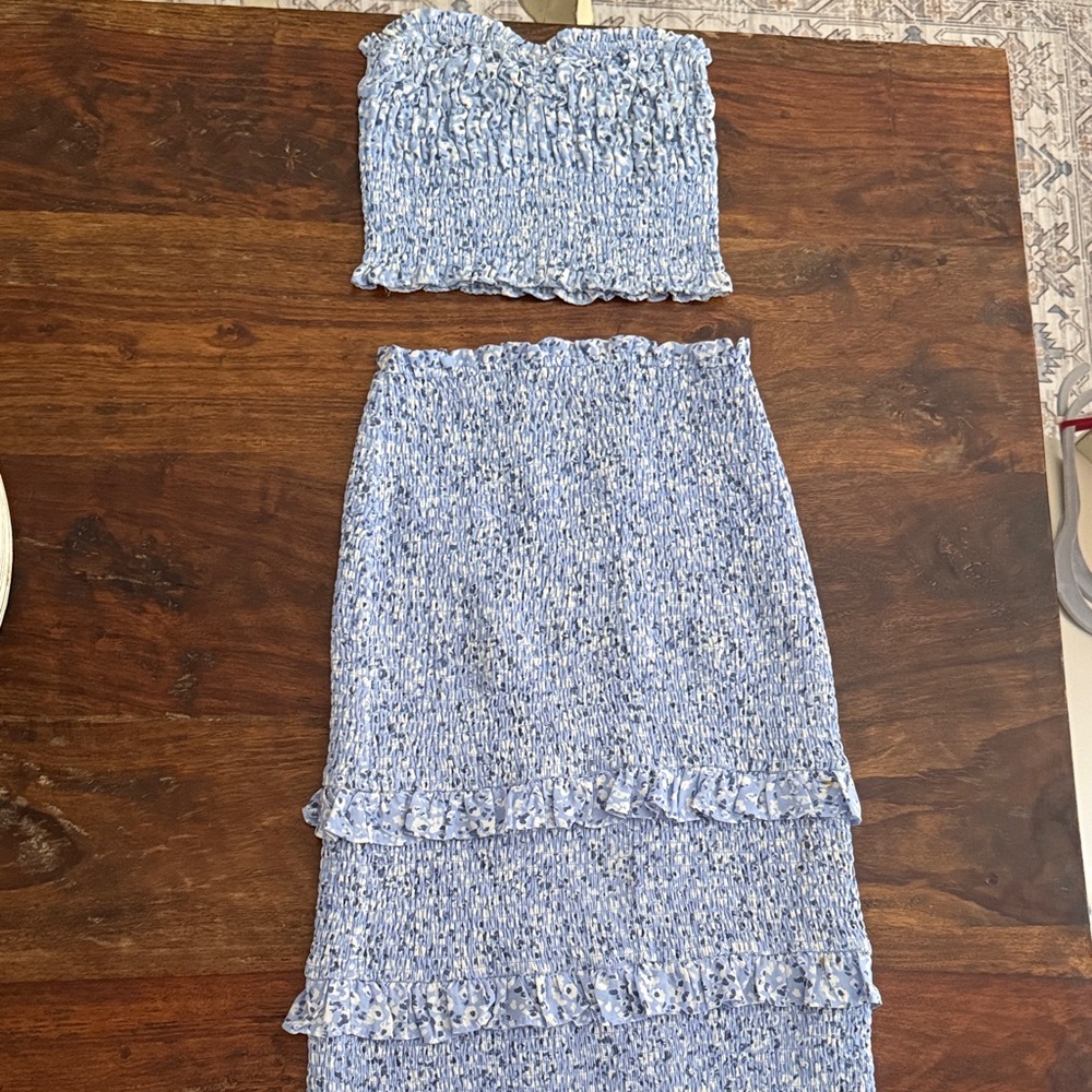 Smocked floral matching set